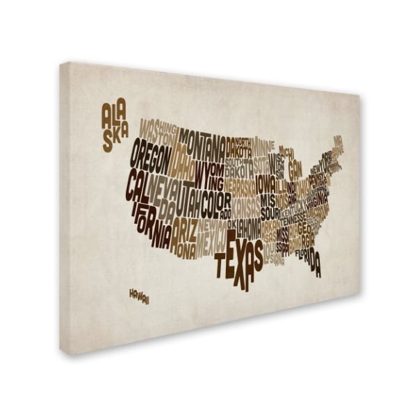 Michael Tompsett 'USA States Text Map 2' Canvas Art,22x32